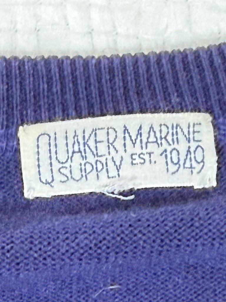 Quaker Marine Supply Co. Vintage Archival Crewneck Sweater Navy Blue Size L — image 5 of 8